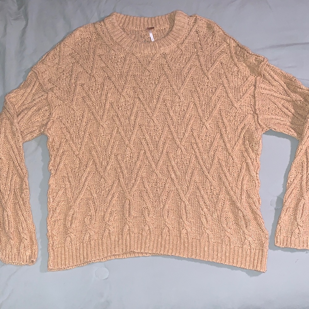 Free People Chunky Thick Cable Knit Sweater Comfy Sz M GUC Cabincore